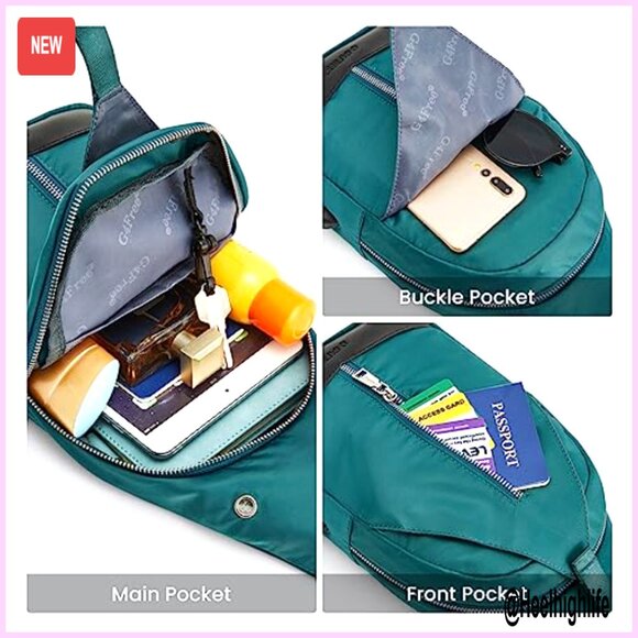 RFID Blocking Sling Backpack with USB Charger Port, Lightweight Daypack main image 6